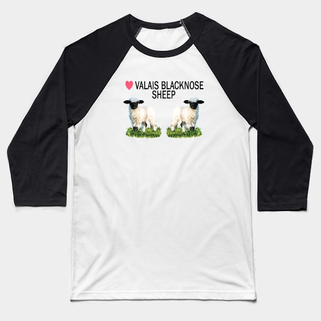 Love Valais Blacknose Sheep Baseball T-Shirt by Jane Stanley Photography